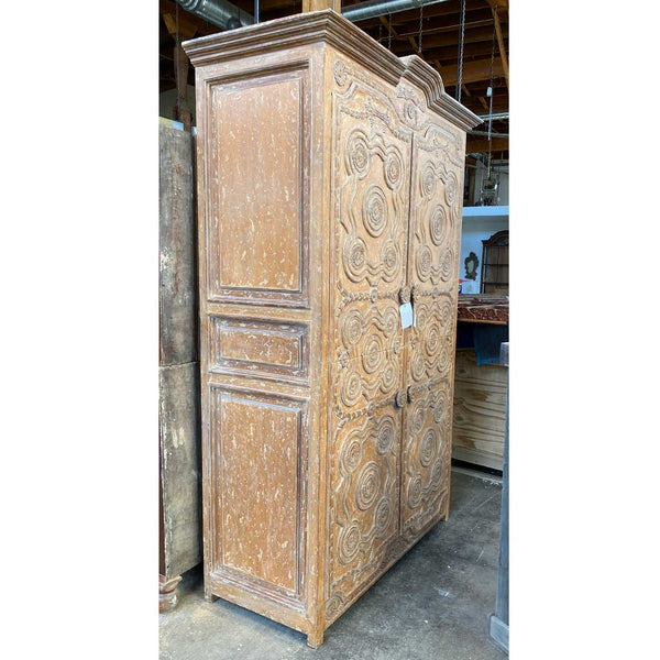 Lot 0352 | Vintage Spanish Colonial Style Carved Wooden Four-Door Cabinet