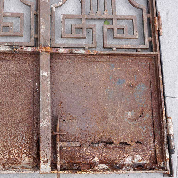 Tall French Beaux-Arts Wrought Iron Double Door and Arched Transom