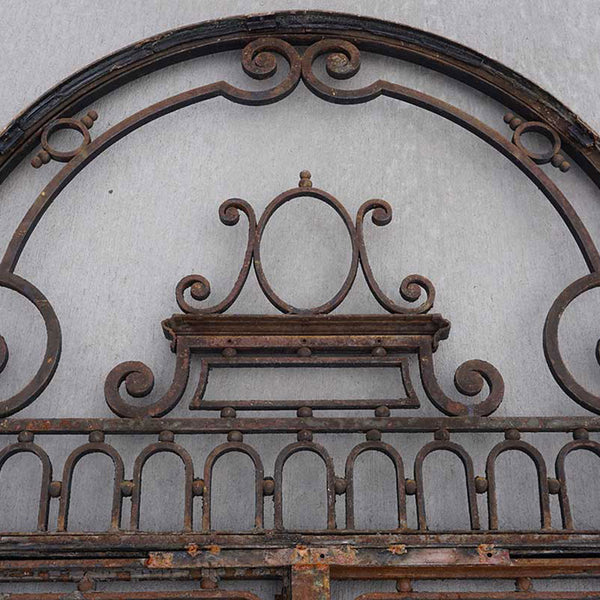 Tall French Beaux-Arts Wrought Iron Double Door and Arched Transom