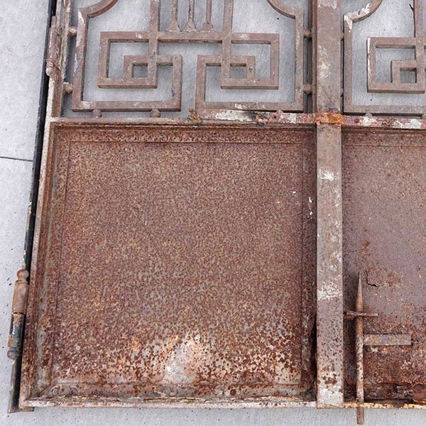 Tall French Beaux-Arts Wrought Iron Double Door and Arched Transom