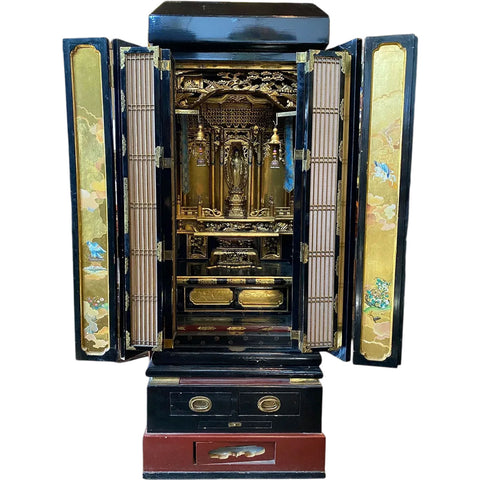 Japanese Gilt and Lacquer Buddhist Shrine Cabinet (Butsudan)