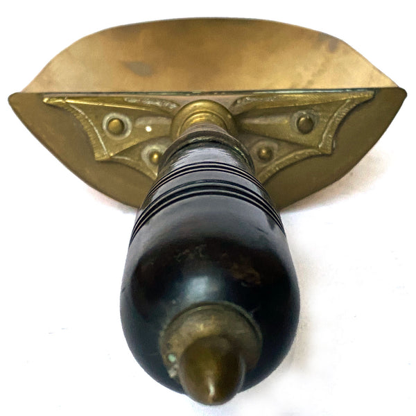 English Benham & Froud Brass, Ebonized Wood, Tin Lined Coal Scuttle and Shovel