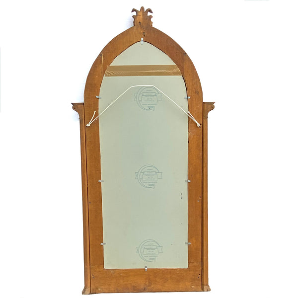 Large American Gothic Revival Oak Pointed Arch Wall Mirror