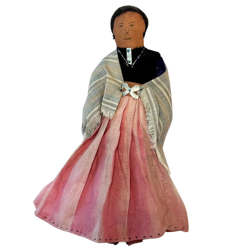 Vintage Native American Navajo Handmade Cloth Beaded Doll of a Lady