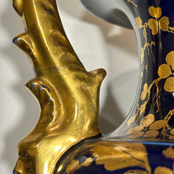 Medium English Mason's Ironstone Mazarine Blue and Gilt Two-Handle Urn