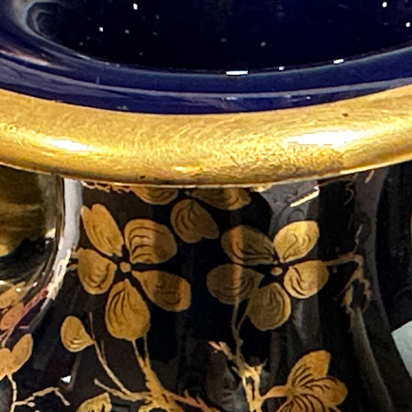 Medium English Mason's Ironstone Mazarine Blue and Gilt Two-Handle Urn