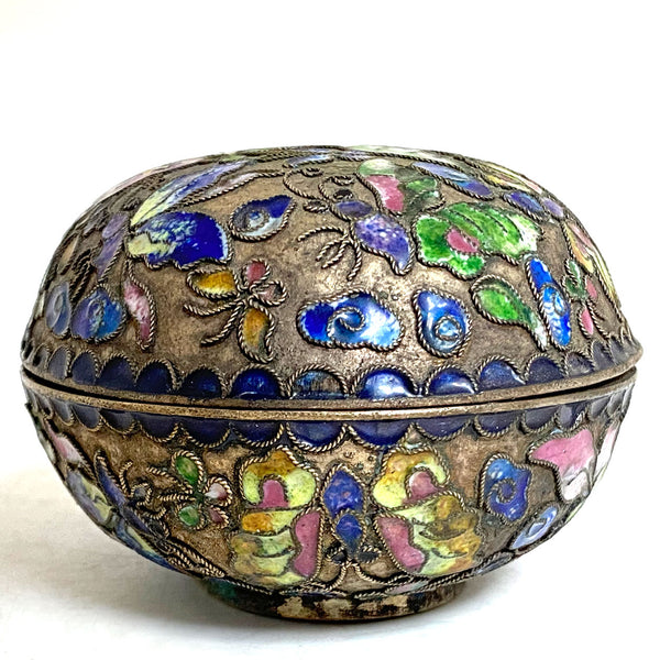 Lot 0406 | Vintage Chinese Cloisonne Enamel Jar, Box and Candlestick (3)