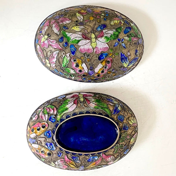 Lot 0406 | Vintage Chinese Cloisonne Enamel Jar, Box and Candlestick (3)