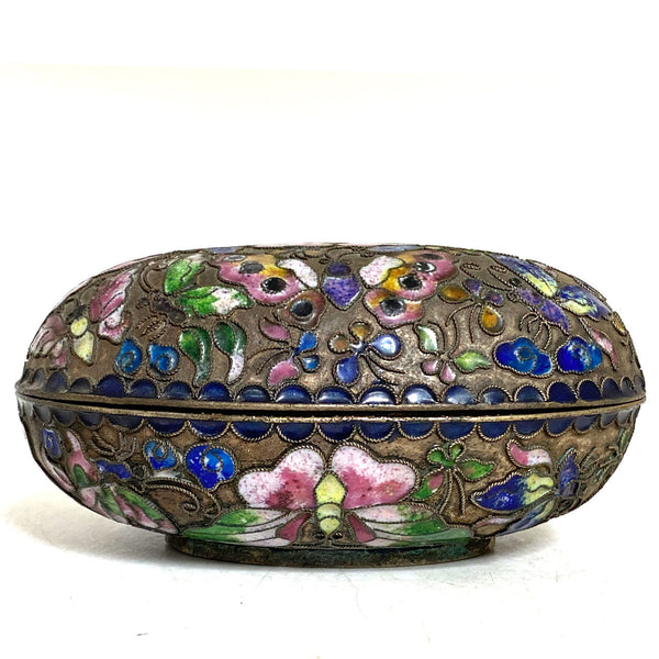 Lot 0406 | Vintage Chinese Cloisonne Enamel Jar, Box and Candlestick (3)