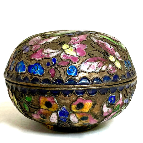 Lot 0406 | Vintage Chinese Cloisonne Enamel Jar, Box and Candlestick (3)