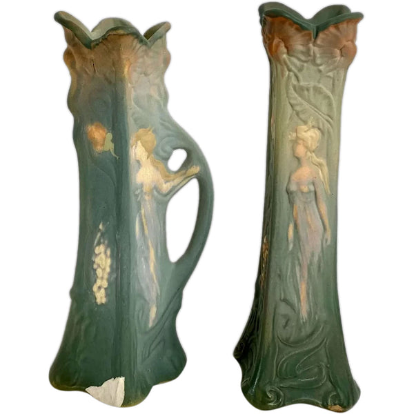 Lot 0389 | American Weller Pottery Etna Mug and Frederick Rhead L'Art Nouveau Vases (3 pieces)