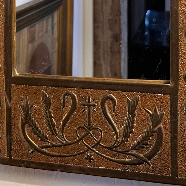 Small French Cast Brass Arched Frame Wall Mirror