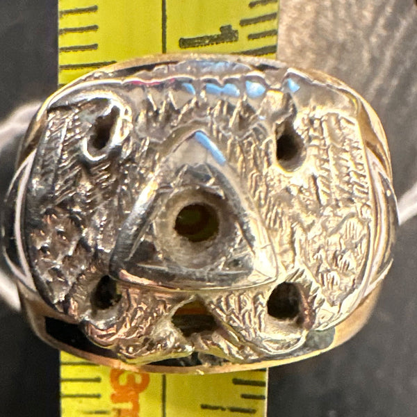 Vintage 14 Karat Yellow and White Gold 32nd Degree Masonic Men's Ring