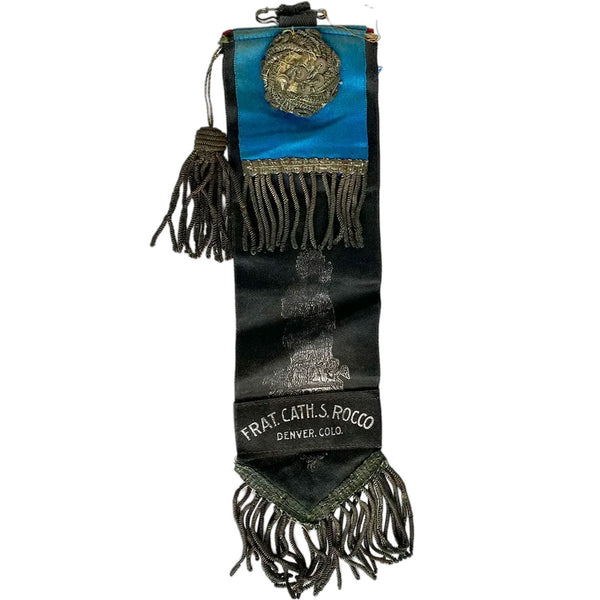 American Denver San Rocco Society Two-Sided Ribbon Badge with Tassel