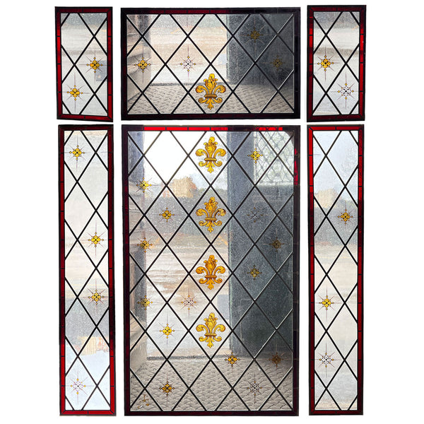 Six-Part American ANN WOLFF Stained, Painted and Leaded Glass Window