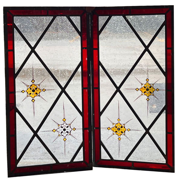 Six-Part American ANN WOLFF Stained, Painted and Leaded Glass Window