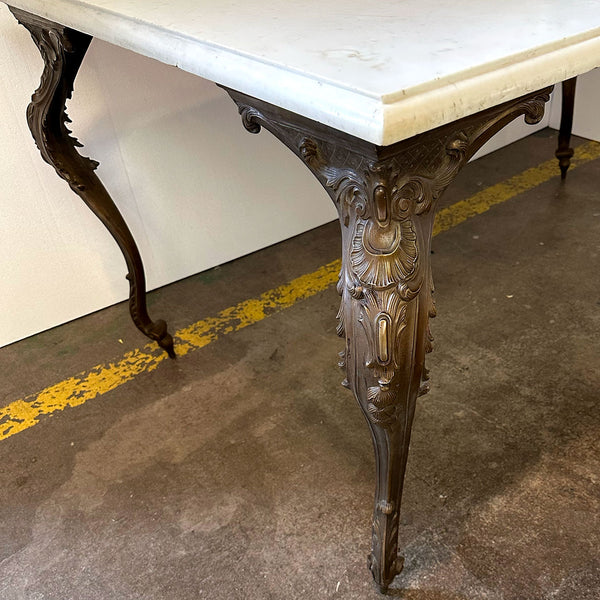 Continental Rococo Revival Cast Bronze and White Marble Rectangular Table