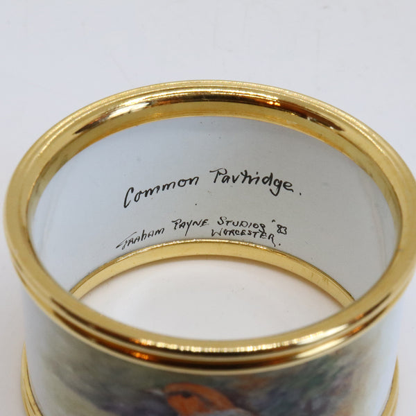 Set of 11 Vintage English Graham Payne Studios Hand Painted Enamel Bird Napkin Rings