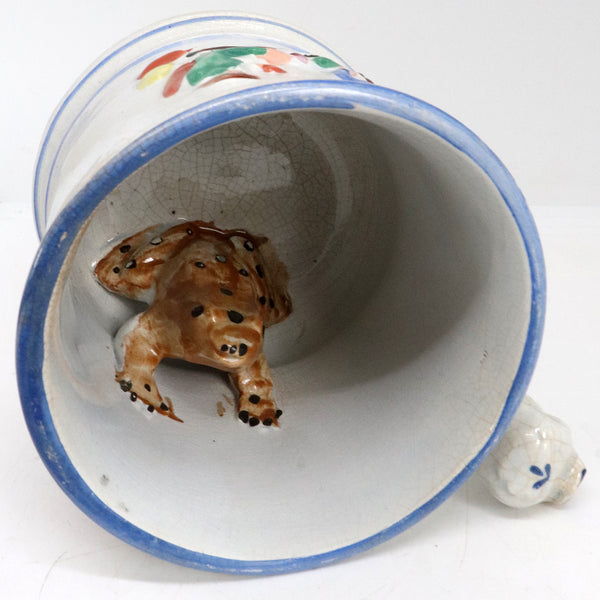 Large English Staffordshire Victorian Pottery Frog Surprise Tavern Mug