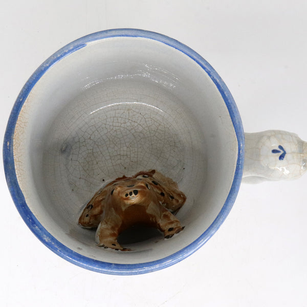 Large English Staffordshire Victorian Pottery Frog Surprise Tavern Mug