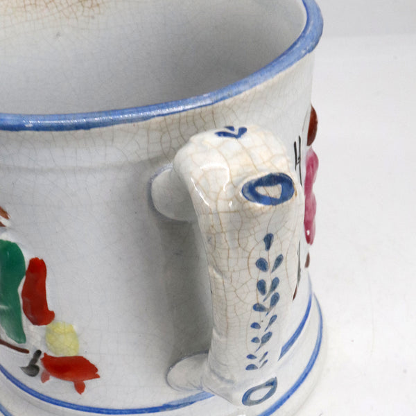 Large English Staffordshire Victorian Pottery Frog Surprise Tavern Mug