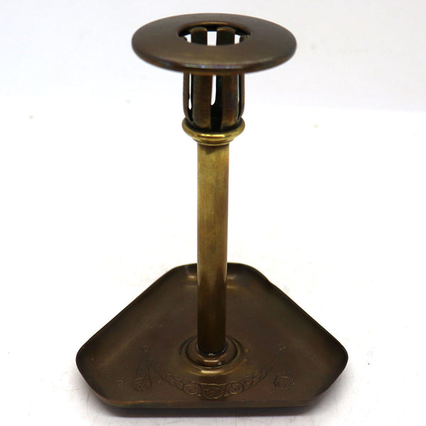 Pair of Austrian Secessionist Movement Patinated Brass Candlesticks