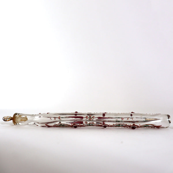 English Victorian Enamelled Blown Glass Phial Tear Catcher Scent Bottle