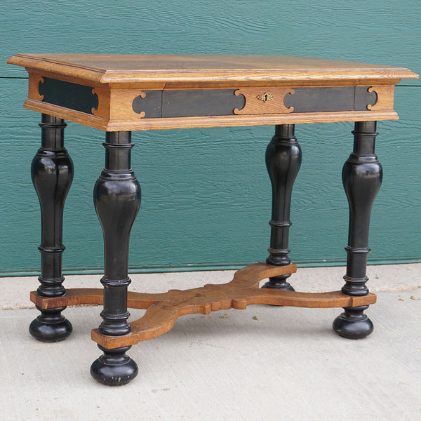 Danish Renaissance Revival Ebonized and Oak One-Drawer Side Table