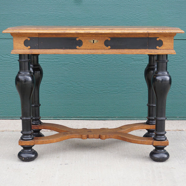 Danish Renaissance Revival Ebonized and Oak One-Drawer Side Table