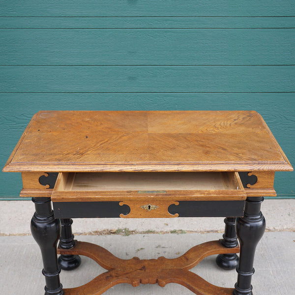 Danish Renaissance Revival Ebonized and Oak One-Drawer Side Table