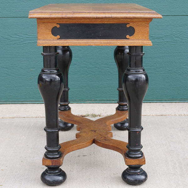 Danish Renaissance Revival Ebonized and Oak One-Drawer Side Table