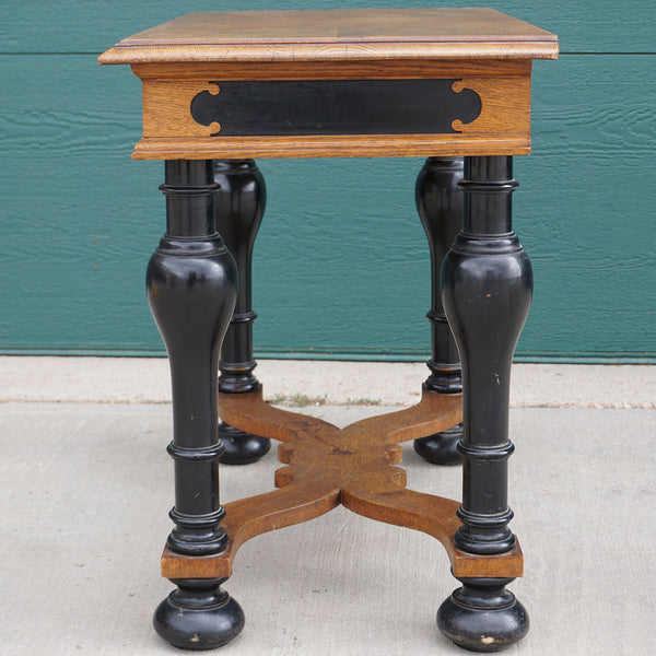 Danish Renaissance Revival Ebonized and Oak One-Drawer Side Table