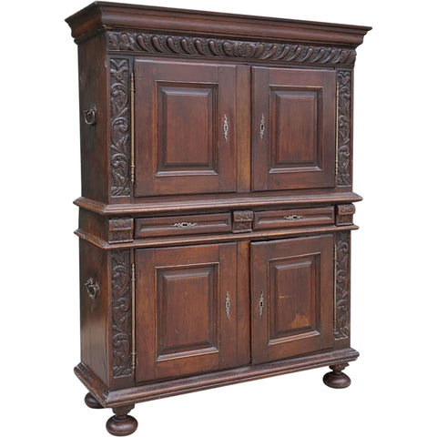 French Louis XIII Style Oak Buffet a Deux Corps Cupboard