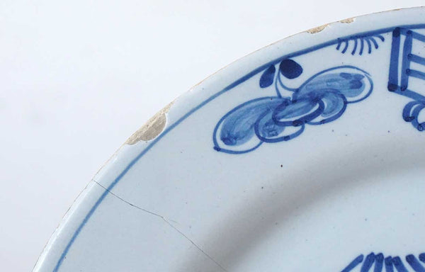 Dutch Delft Tin-Glazed Earthenware Blue and White Plate