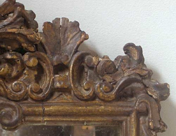 Small Early Italian Rococo Giltwood Mirror