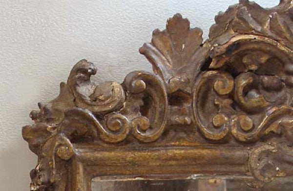 Small Early Italian Rococo Giltwood Mirror