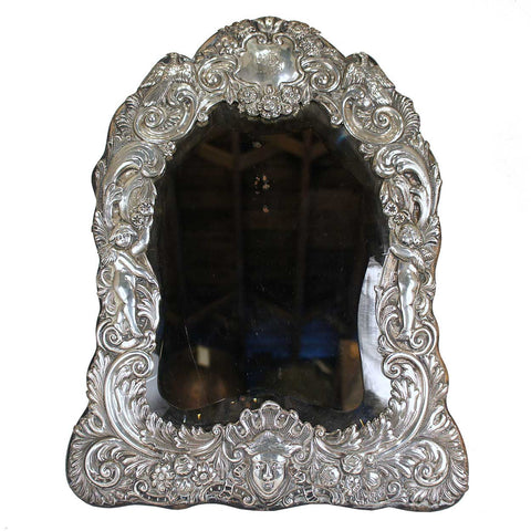 English Frederick Brasted Victorian Sterling Silver Dressing Table Mirror
