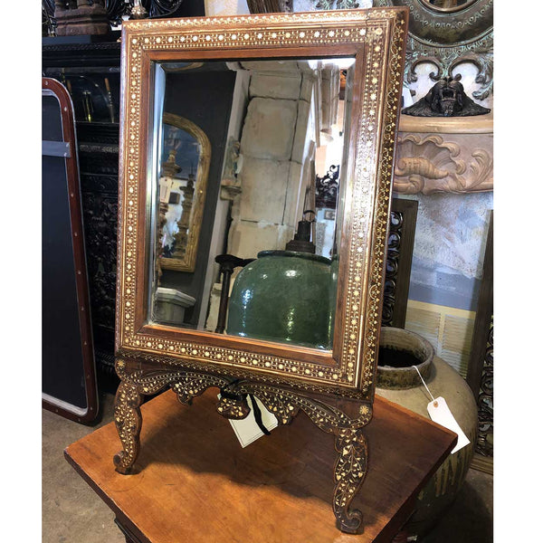 Anglo Indian Hoshiarpur Ivory Inlaid Rosewood Easel Mirror