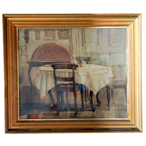 KNUD SINDING Oil on Canvas Painting, Interior Scene, The Artist's Home