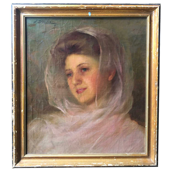 L.D. BROCKWAY Oil on Canvas on Board Painting, Portrait of a Woman