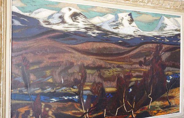 RUNE HAGMAN Oil on Canvas Painting, Snowy Mountain Landscape