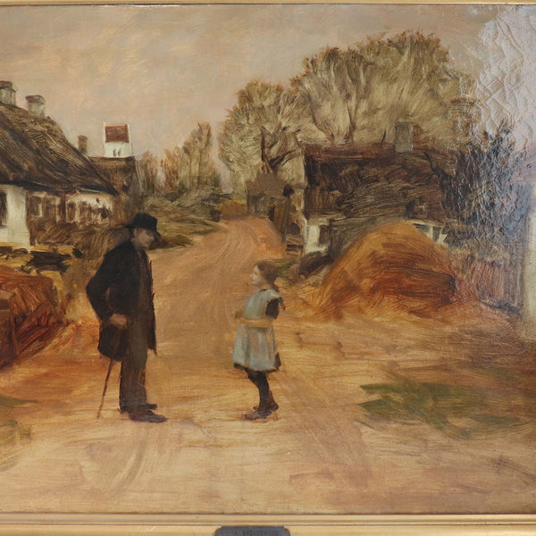 HANS ANDERSEN BRENDEKILDE Oil on Canvas Painting, Village Street