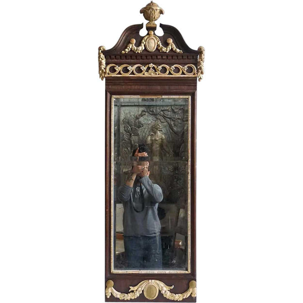 Danish Louis XVI Revival Parcel Gilt Mahogany Framed Pier Wall Mirror