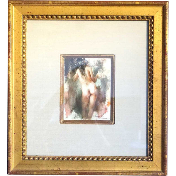 RAMON KELLEY Watercolor Painting, Standing Female Nude