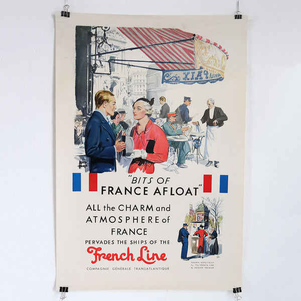 Vintage French ADOLPH TREIDLER Travel Advertising Poster, Ships of the French Line