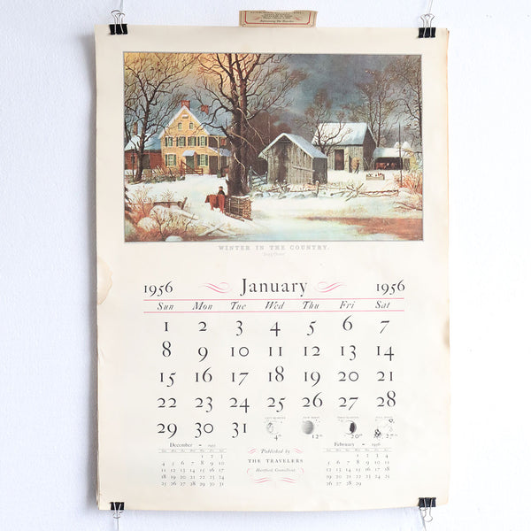 Nine Vintage American Travelers Insurance Currier & Ives Wall Calendars