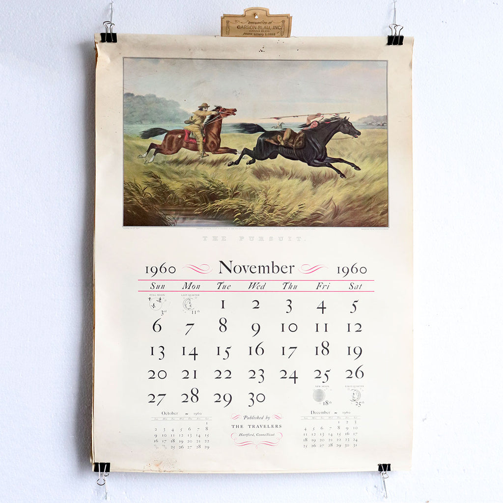 Nine Vintage American Travelers Insurance Currier & Ives Wall Calendars