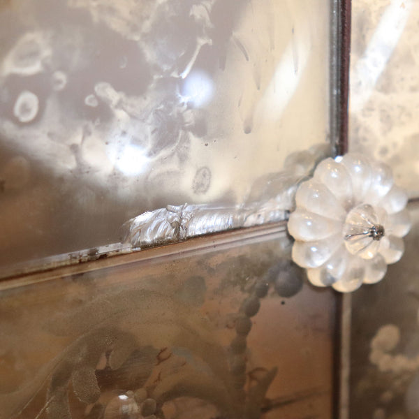 Italian Venetian Murano Etched and Blown Glass Rectangular Wall Mirror
