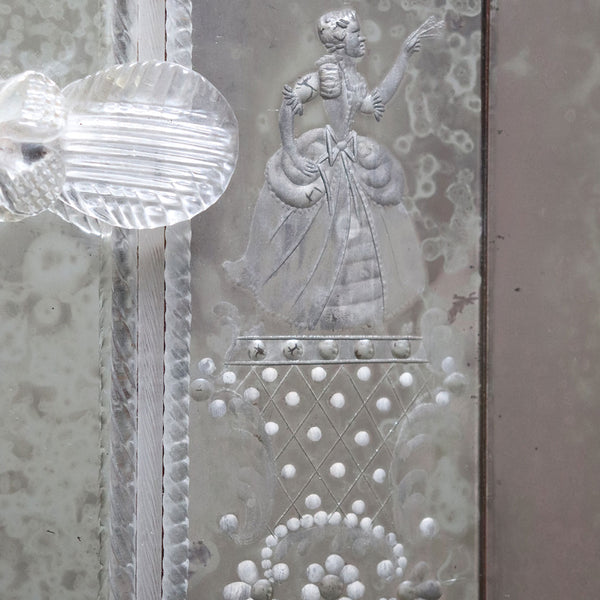 Italian Venetian Murano Etched and Blown Glass Rectangular Wall Mirror