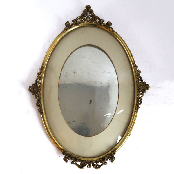 American Brass and Convex Glass Oval Picture Wall Frame